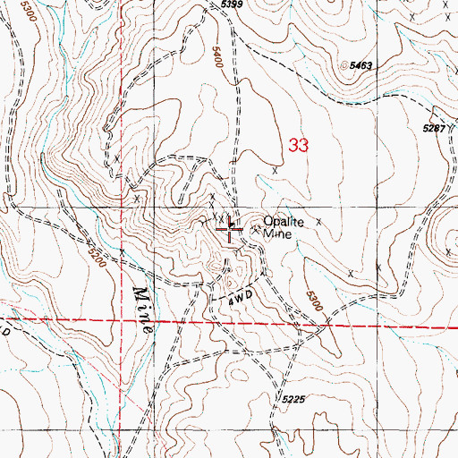 Topographic Map of Opalite Mine, OR