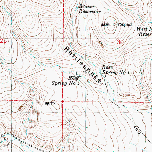 Topographic Map of Rose Spring Number 2, OR