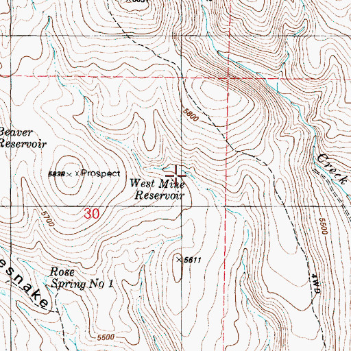 Topographic Map of West Mine Reservoir, OR