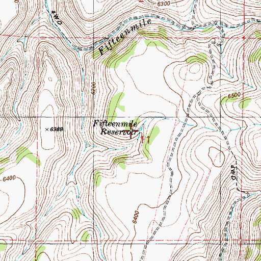 Topographic Map of Fifteenmile Reservoir, OR