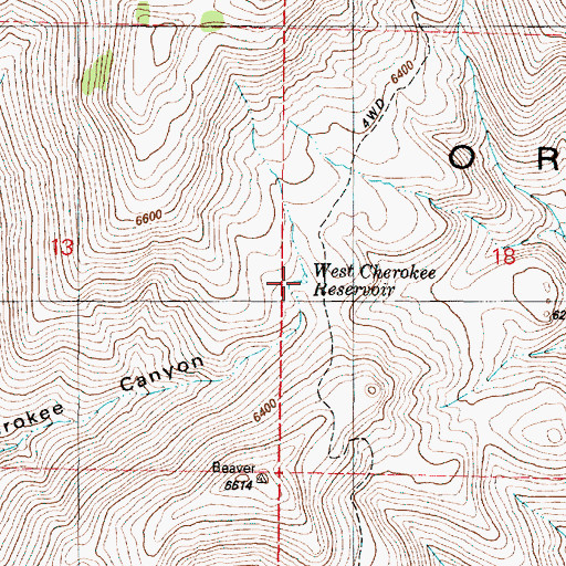 Topographic Map of West Cherokee Reservoir, OR