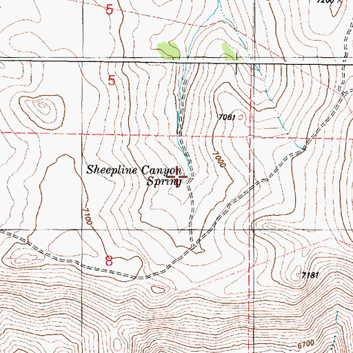 Topographic Map of Sheepline Canyon Spring, OR