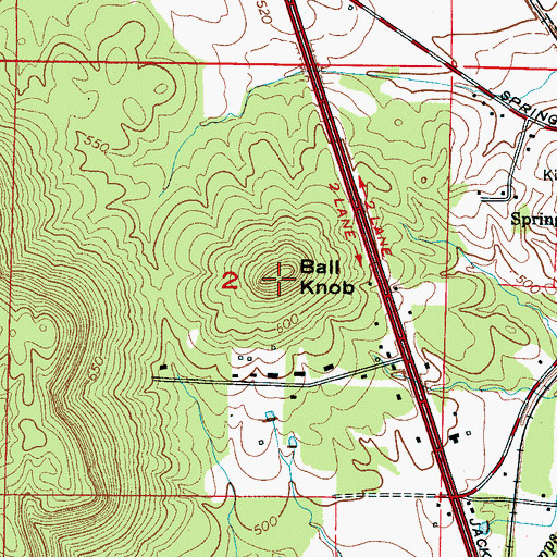 Topographic Map of Ball Knob, AL