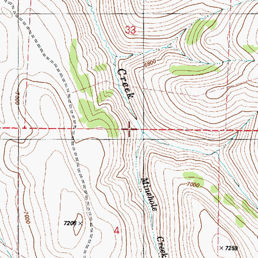 Topographic Map of Minehole Creek, OR
