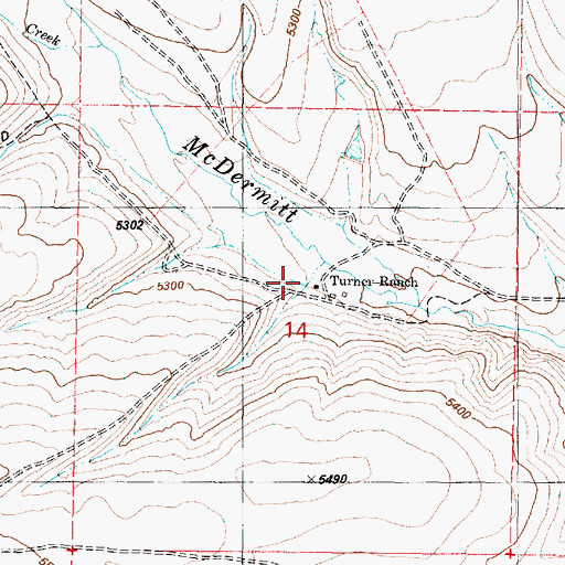 Topographic Map of Turner Ranch, OR