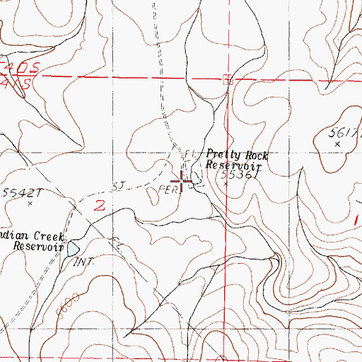 Topographic Map of Pretty Rock Reservoir, OR
