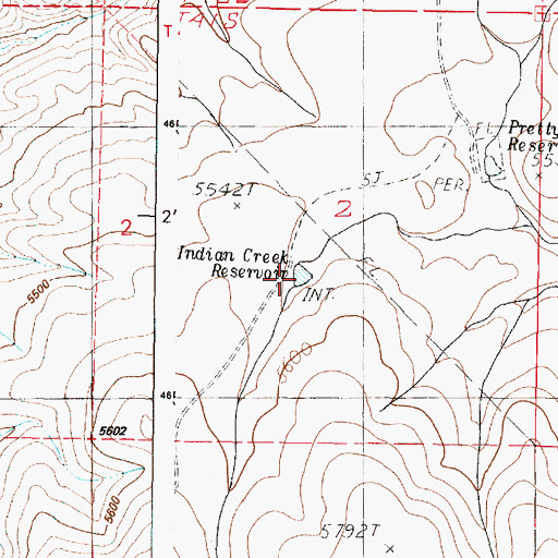 Topographic Map of Indian Creek Reservoir, OR