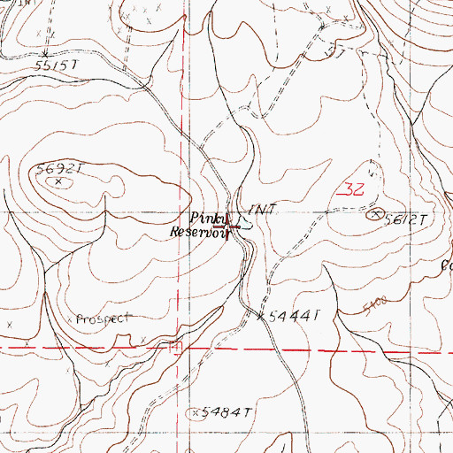 Topographic Map of Pinky Reservoir, OR