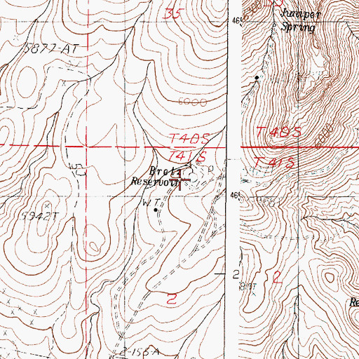 Topographic Map of Bretz Reservoir, OR