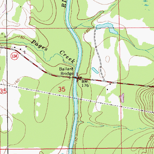 Topographic Map of Ballard Bridge, AL