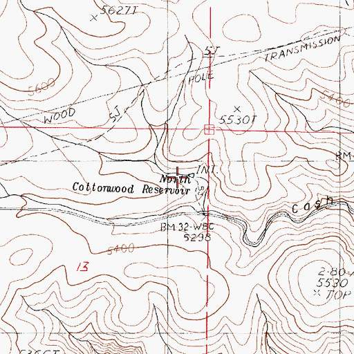 Topographic Map of North Cottonwood Reservoir, OR