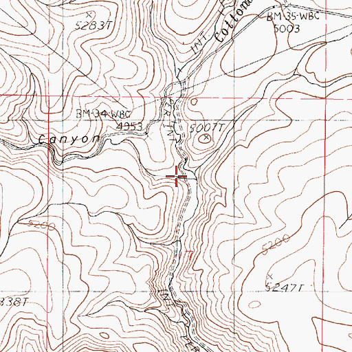 Topographic Map of Little Cottonwood Creek, OR