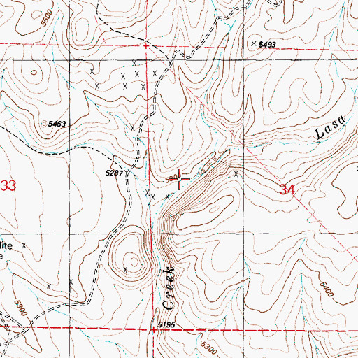 Topographic Map of Lasa Creek, OR