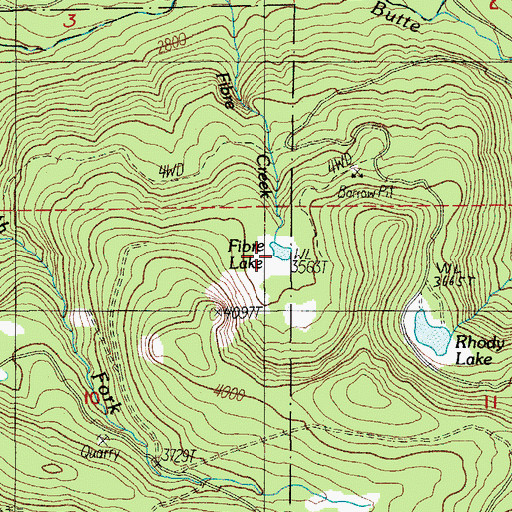Topographic Map of Fibre Lake, OR