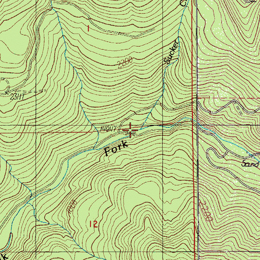 Topographic Map of Sucker Creek, OR