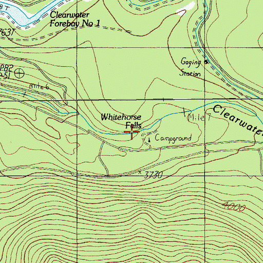 Topographic Map of Whitehorse Falls, OR