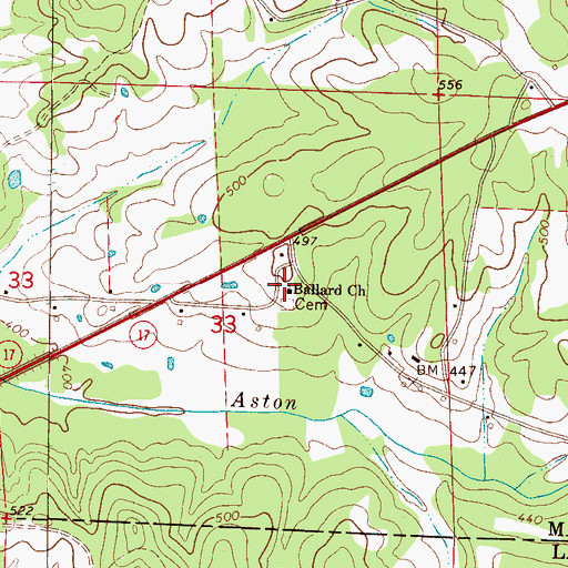 Topographic Map of Ballard Freewill Baptist Church, AL