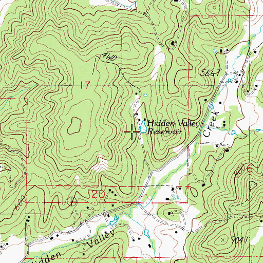 Topographic Map of Hidden Valley Reservoir, OR