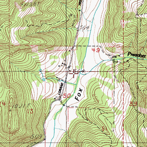 Topographic Map of Preacher Creek, OR