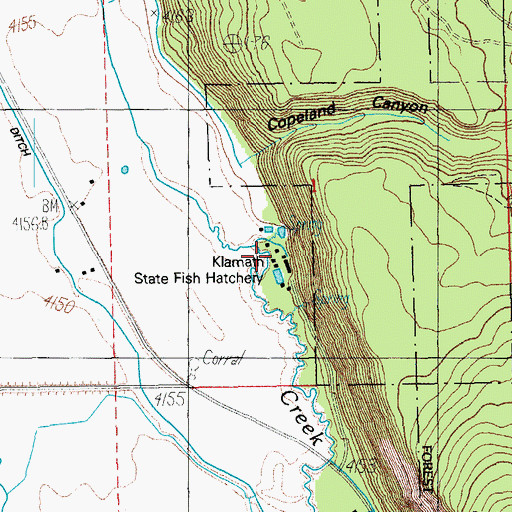 Topographic Map of Klamath State Fish Hatchery, OR
