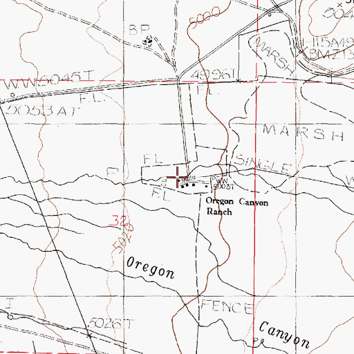 Topographic Map of Oregon Canyon Ranch, OR