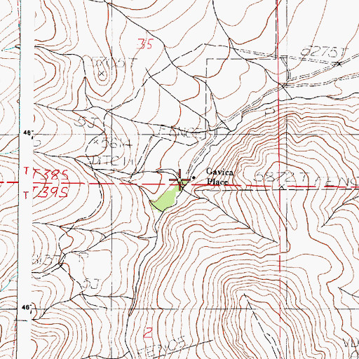 Topographic Map of Gavica Place, OR