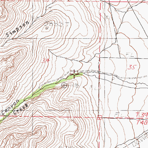 Topographic Map of Angel Canyon, OR