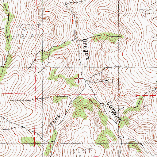 Topographic Map of West Fork Oregon Canyon Creek, OR