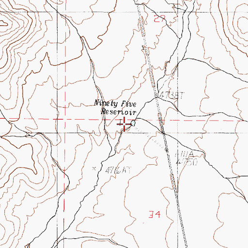 Topographic Map of Ninety Five Reservoir, OR