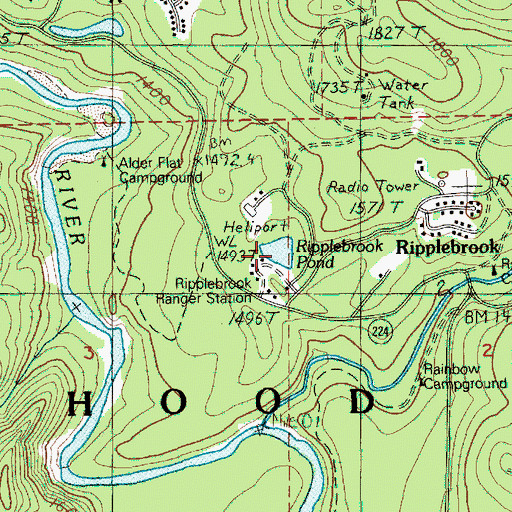 Topographic Map of Ripplebrook Pond, OR