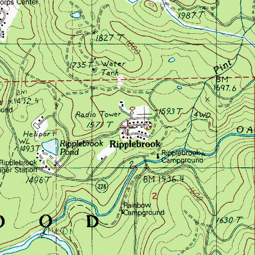 Topographic Map of Ripplebrook, OR