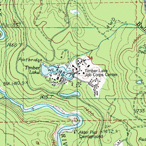 Topographic Map of Timber Lake Job Corps Center, OR