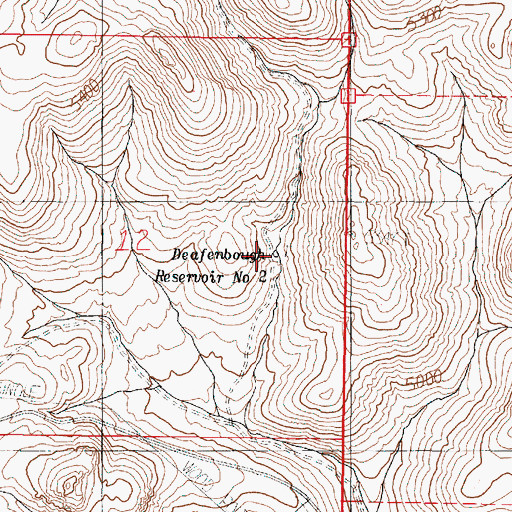Topographic Map of Deafenbough Reservoir Number 2, OR
