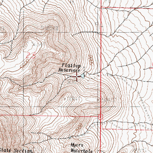 Topographic Map of Flattop Reservoir, OR