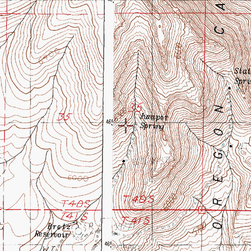 Topographic Map of Juniper Spring, OR