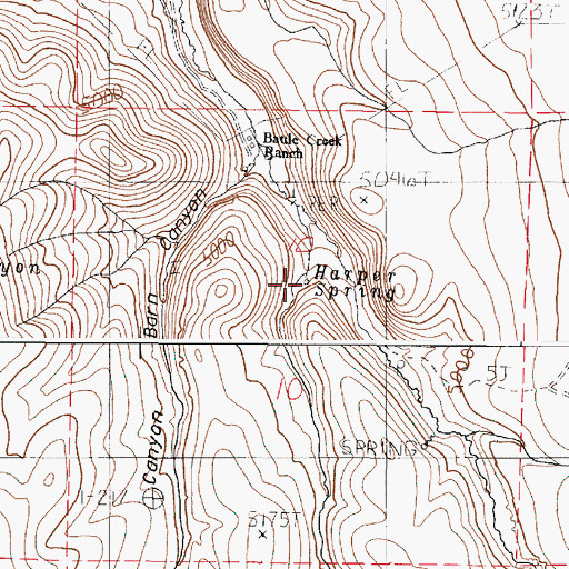 Topographic Map of Harper Spring, OR