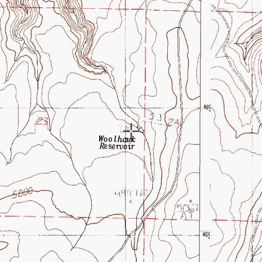 Topographic Map of Woolhawk Reservoir, OR