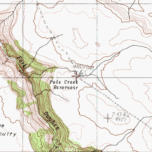 Topographic Map of Pole Creek Reservoir, OR