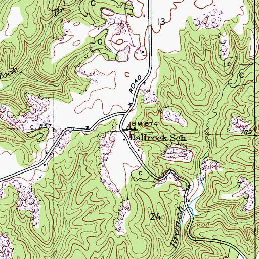 Topographic Map of Ballrock School, AL