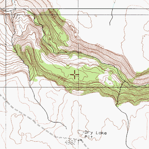 Topographic Map of Dry Pit Lake, OR