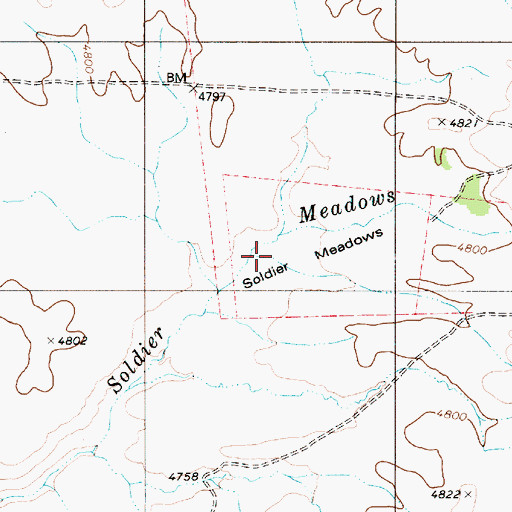 Topographic Map of Soldier Meadows, OR