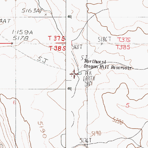 Topographic Map of Northwest Oregon Hill Reservoir, OR
