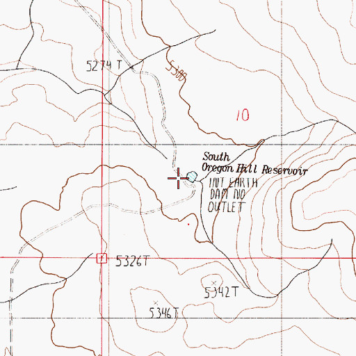 Topographic Map of South Oregon Hill Reservoir, OR