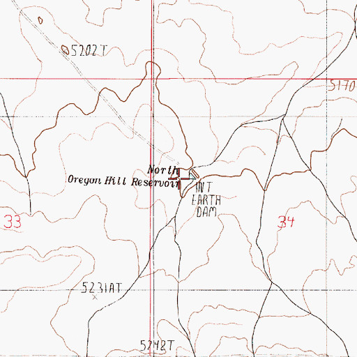 Topographic Map of North Oregon Hill Reservoir, OR
