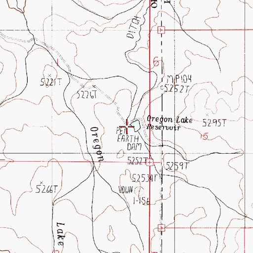 Topographic Map of Oregon Lake Reservoir, OR