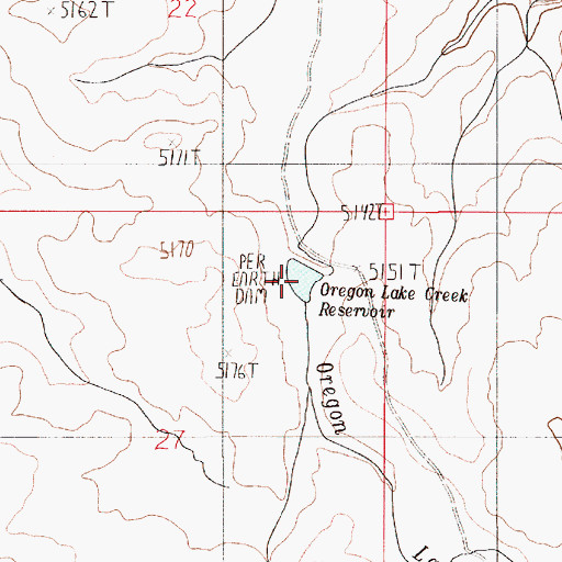 Topographic Map of Oregon Lake Creek Reservoir, OR