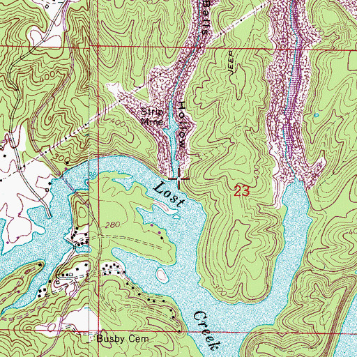 Topographic Map of Balls Hollow, AL