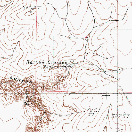 Topographic Map of Harvey Cracker Reservoir, OR