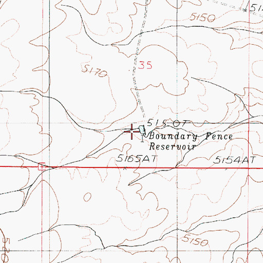 Topographic Map of Boundary Fence Reservoir, OR