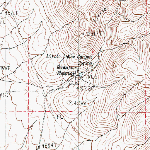 Topographic Map of Bankofier Reservoir, OR